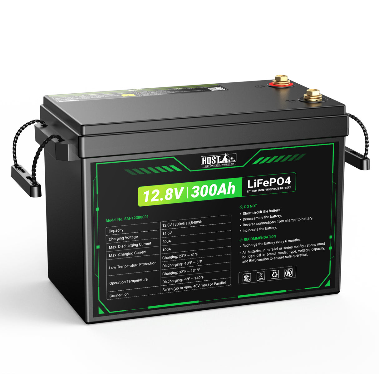 12V 300Ah LiFePO4 Lithium Battery - Compact Size (10 Year Warranty)