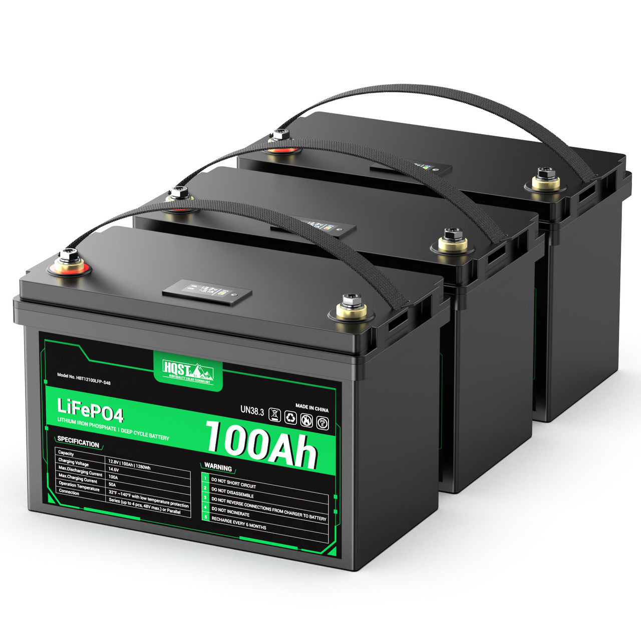 12V 100Ah Lithium Iron Phosphate LiFePO4 Battery with LED Display
