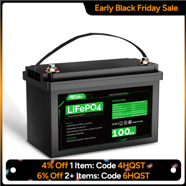 HQST 12V 100Ah LiFePO4 Lithium Iron Phosphate Battery