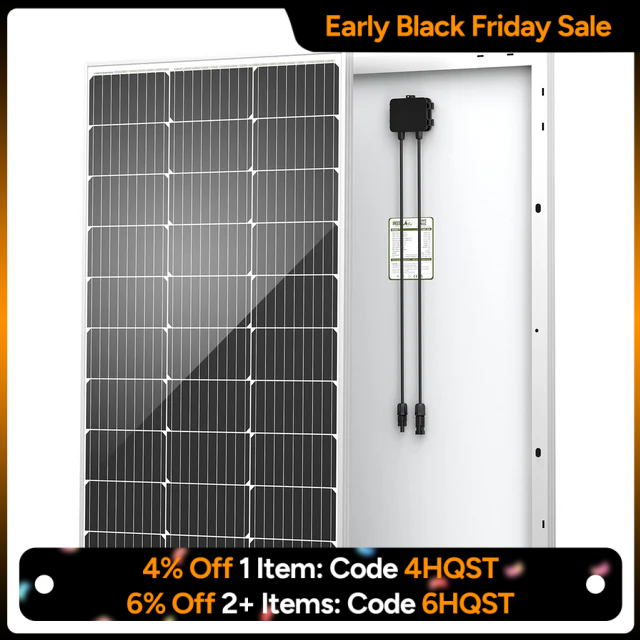HQST 100 Watt 12 Volt 9BB Monocrystalline Solar Panel
