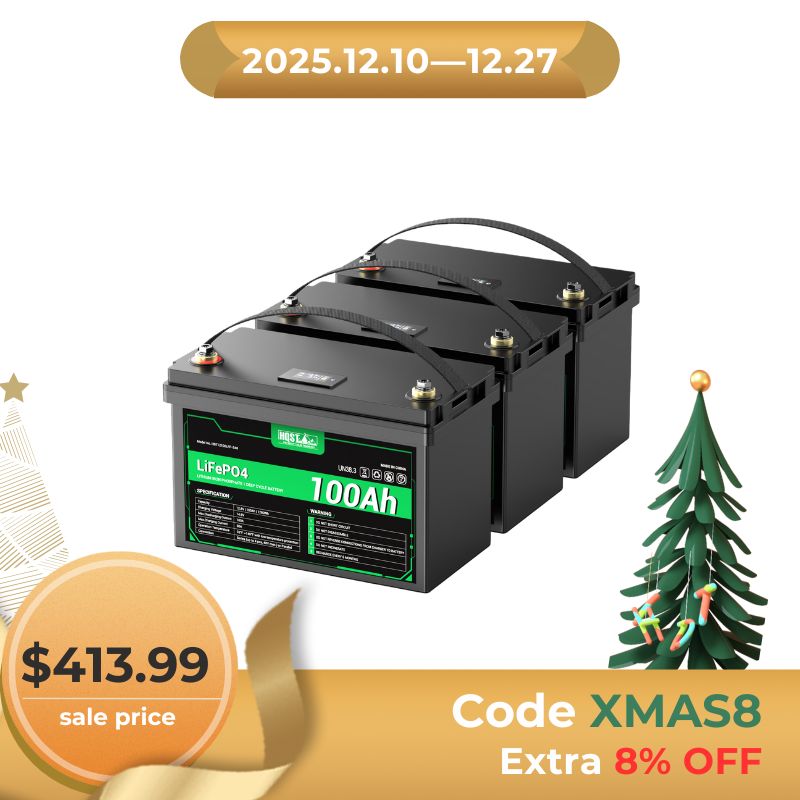 HQST 12V 100Ah Lithium Iron Phosphate LiFePO4 Battery with LED Display
