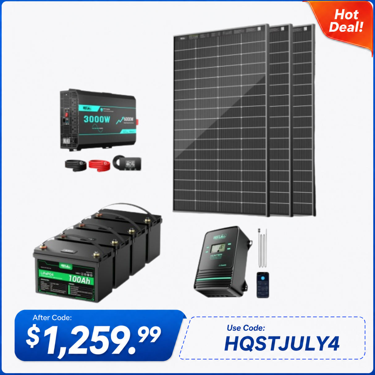 HQST New RV Core Components Kit (Bificial 600W | 5.12kWh)