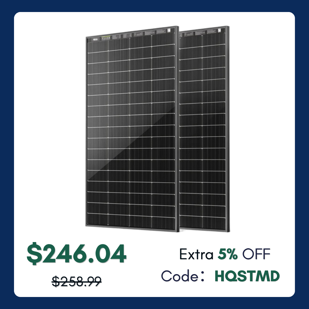 HQST Bifacial 200W N-Type 16BB Monocrystalline Solar Panel with All-Black Design