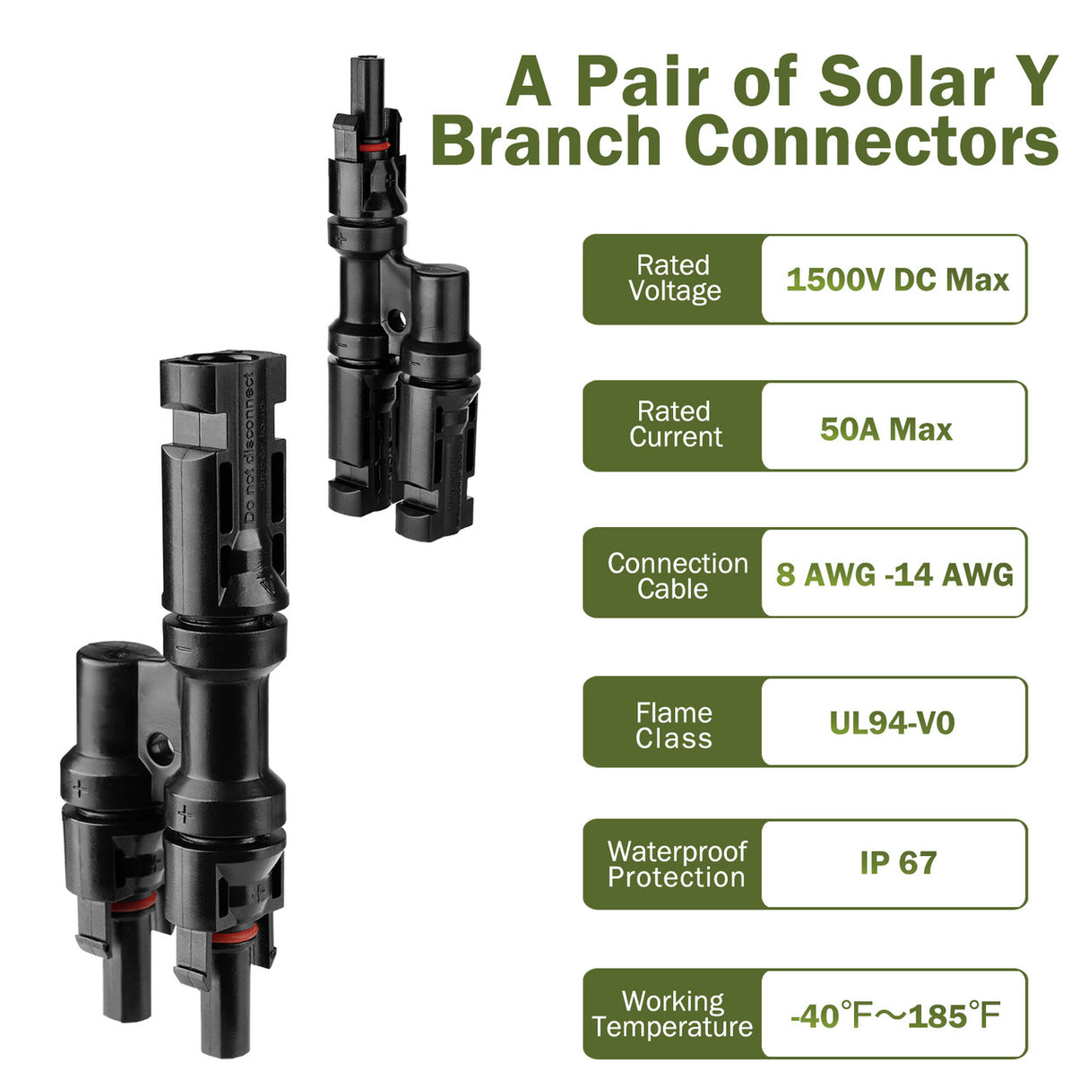 HQST Solar Branch Connectors MMF+FFM Pair