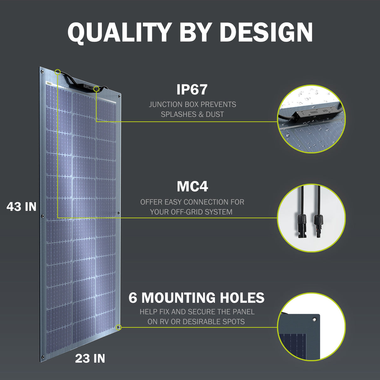 100 Watt 12 Volt 9BB Cell Waterproof Monocrystalline Flexible Solar Panel