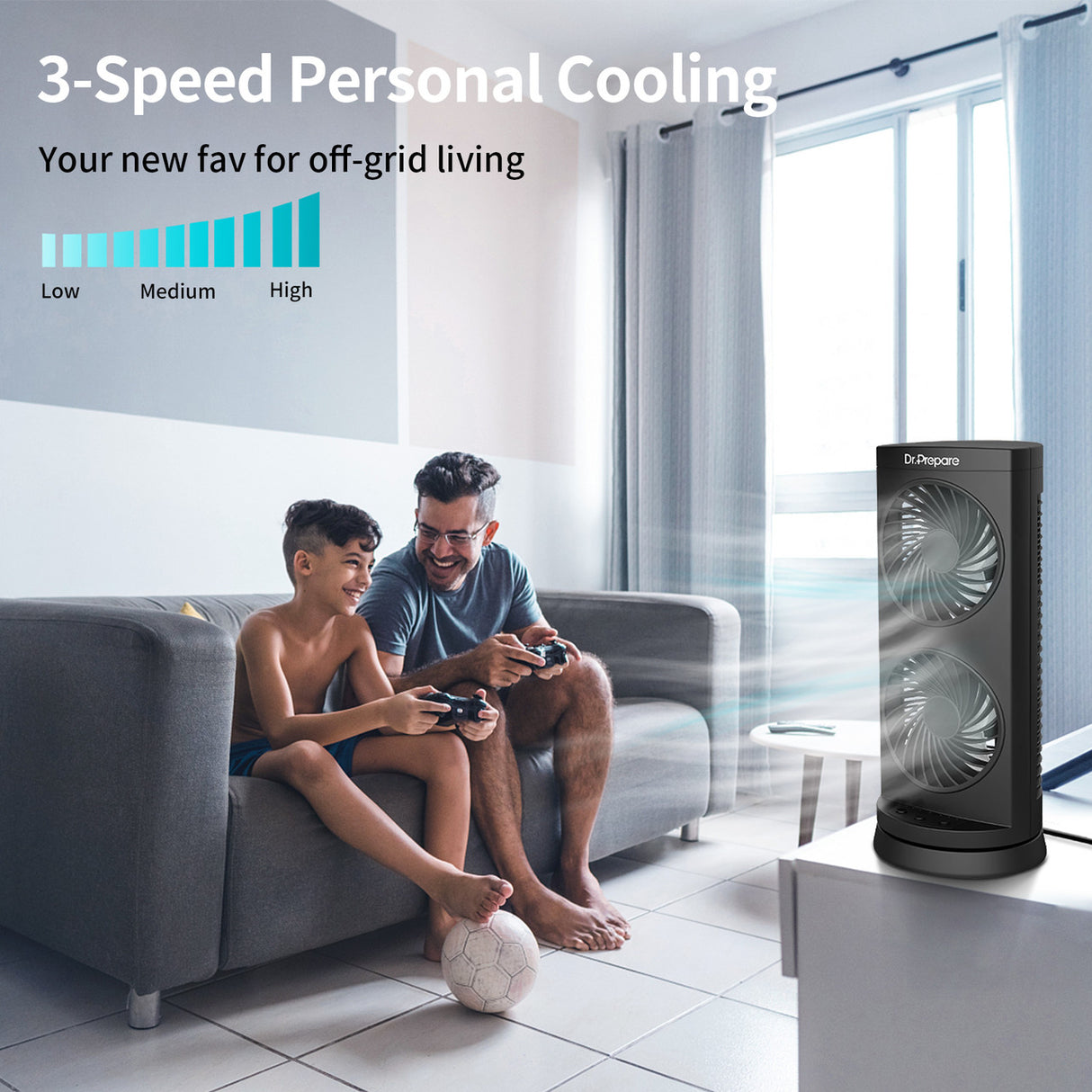 Dr. Prepare Dual Oscillating Tower Fan
