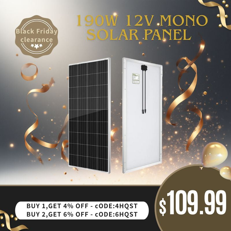 190 Watt 12 Volt Monocrystalline Solar Panel