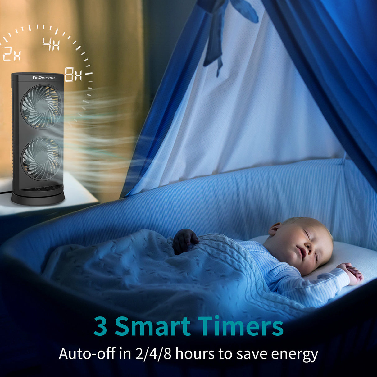 Dr. Prepare Dual Oscillating Tower Fan