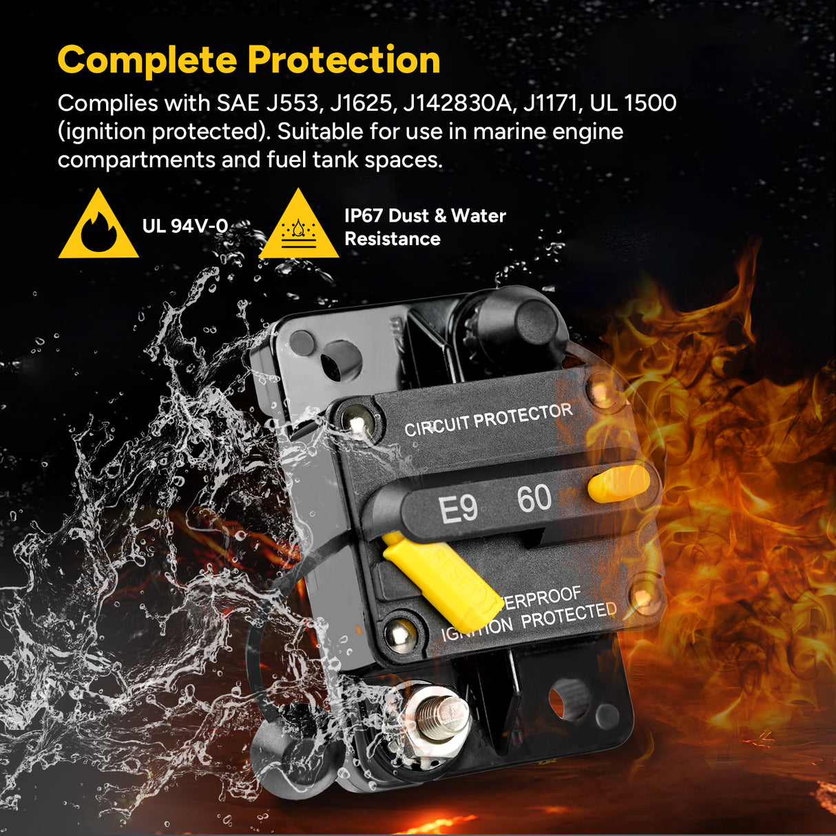 HQST 60A Circuit Breaker – Heavy-Duty Protection for Marine, RV & Off-Grid Power Systems