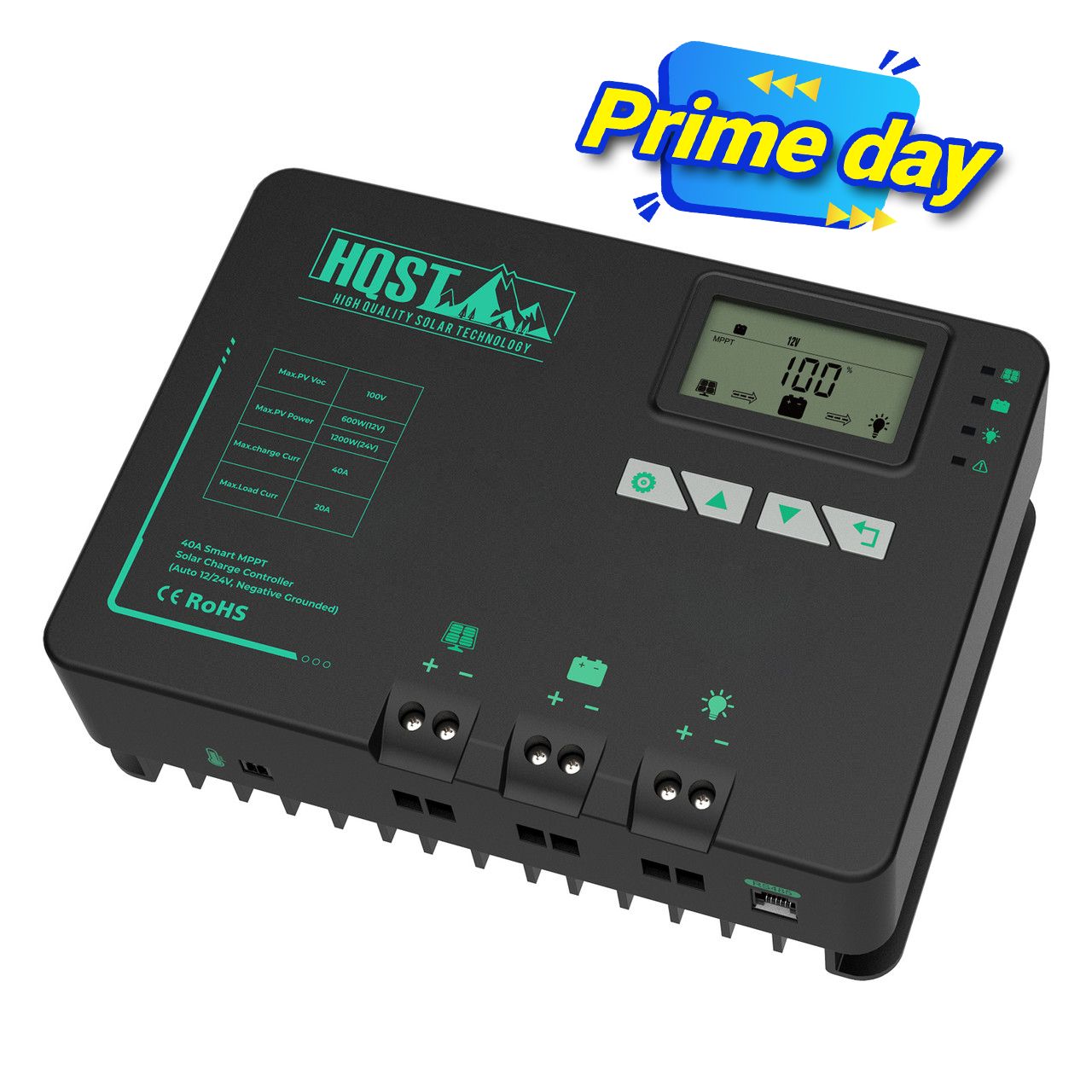 HQST 40A MPPT Solar Charge Controller with Parallel Charging & Bluetooth