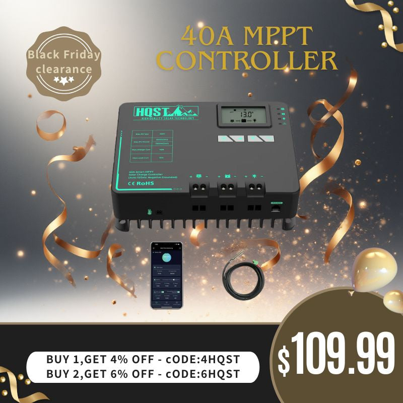 HQST 40A MPPT Solar Charge Controller with Parallel Charging & Bluetooth