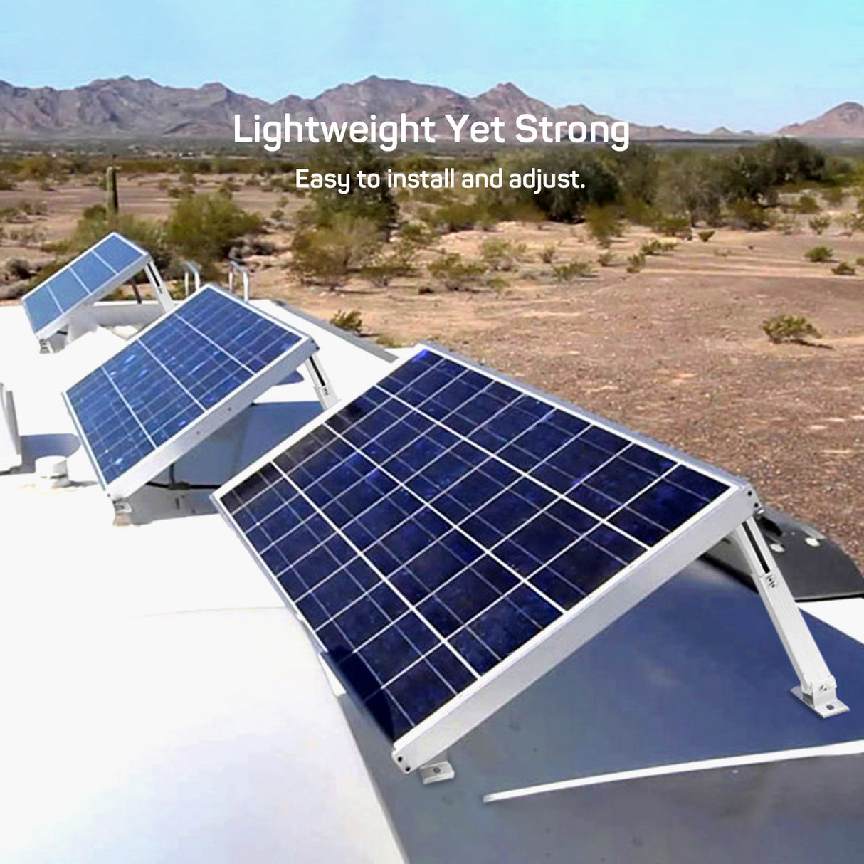 HQST Adjustable Solar Panel Tilt Mounting Brackets, Support Up to 200 Watt Panels, for Flat Roofs, RVs, Cabin, Camping, Off Grid System