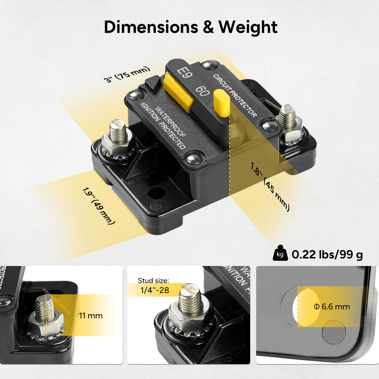 HQST 60A Circuit Breaker – Heavy-Duty Protection for Marine, RV & Off-Grid Power Systems