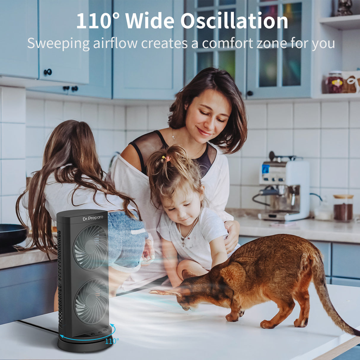 Dr. Prepare Dual Oscillating Tower Fan