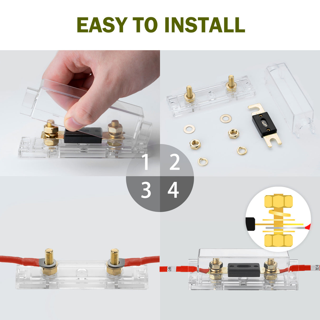 HQST 20A/30A ANL Fuse with transparent holder