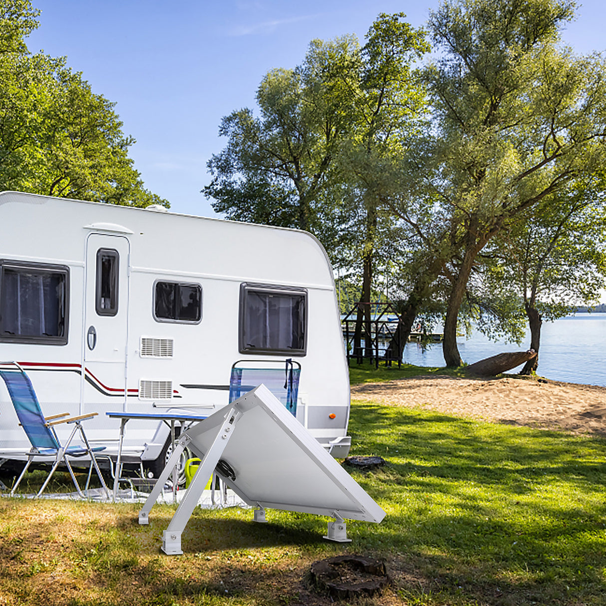 HQST Adjustable Solar Panel Tilt Mounting Brackets, Support Up to 200 Watt Panels, for Flat Roofs, RVs, Cabin, Camping, Off Grid System