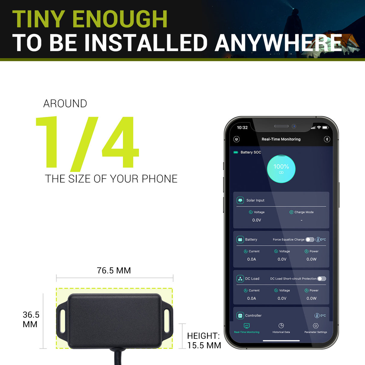 Bluetooth Module with RJ12 Communication Port for HQST MPPT 20A, 40A, 60A Solar Charge Controllers