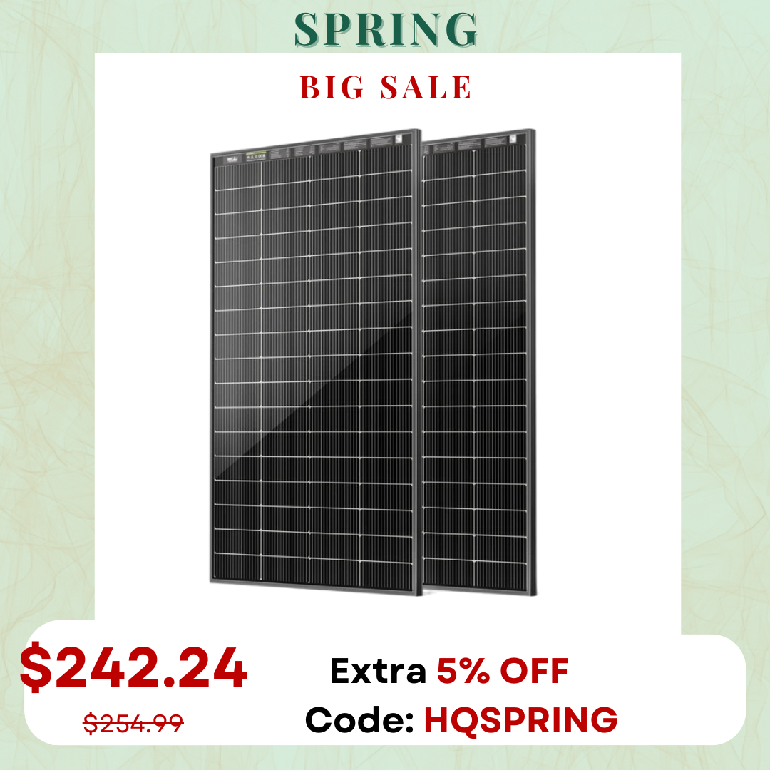 HQST Bifacial 200W N-Type 16BB Monocrystalline Solar Panel with All-Black Design