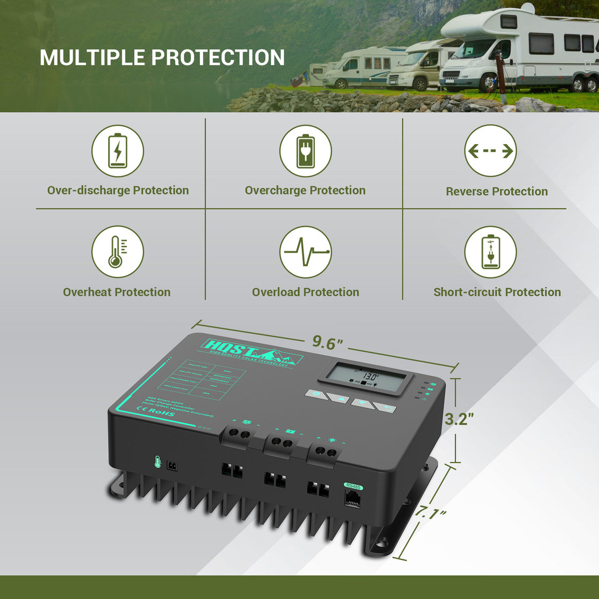 HQST 40A MPPT Solar Charge Controller with Parallel Charging & Bluetooth