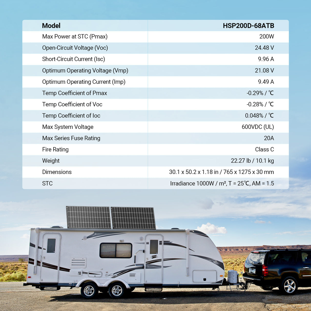 HQST Bifacial 200W N-Type 16BB Monocrystalline Solar Panel with All-Black Design
