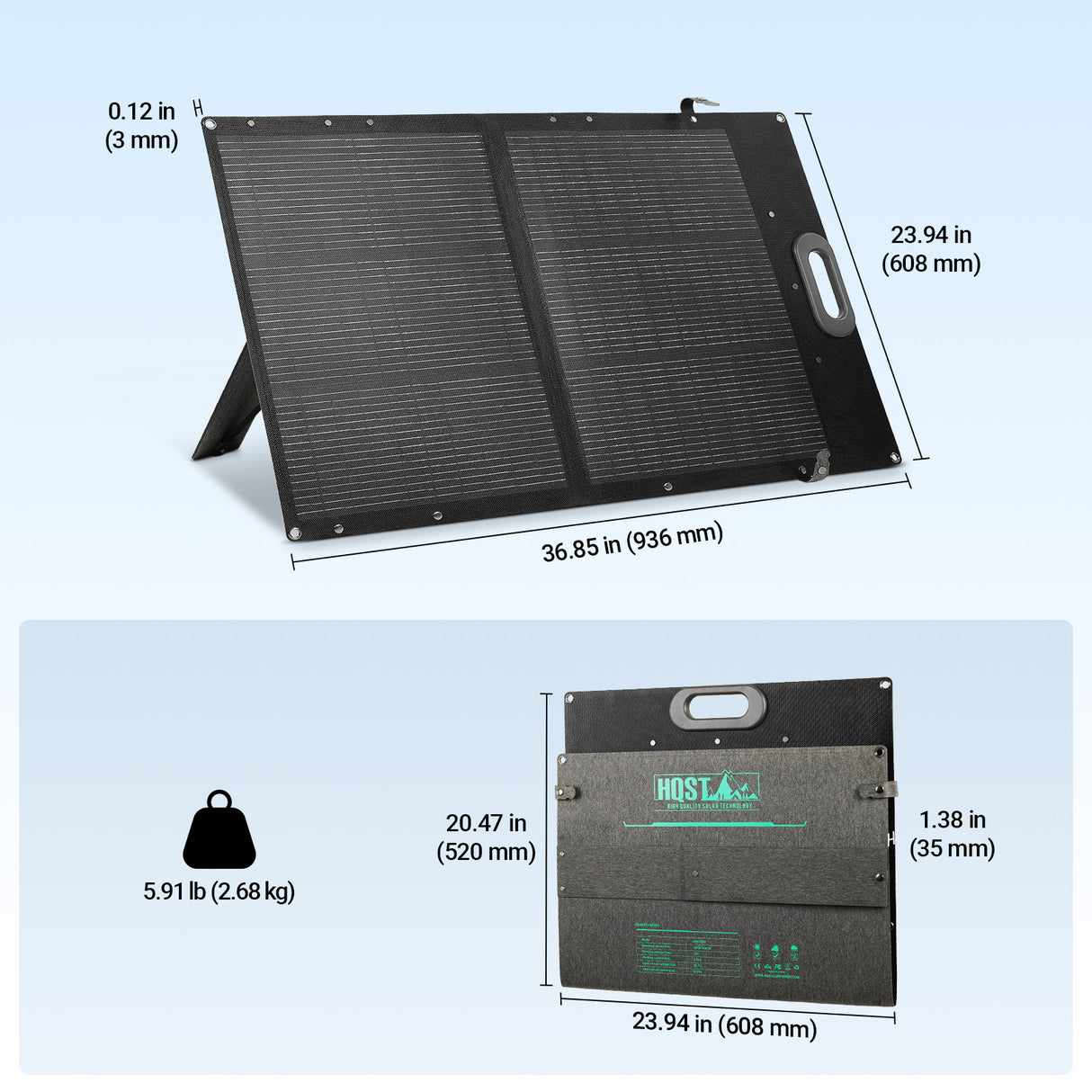 HQST Ultra-Light 100W Foldable Portable Solar Panel | 25% Efficiency, Up to 40% Lighter