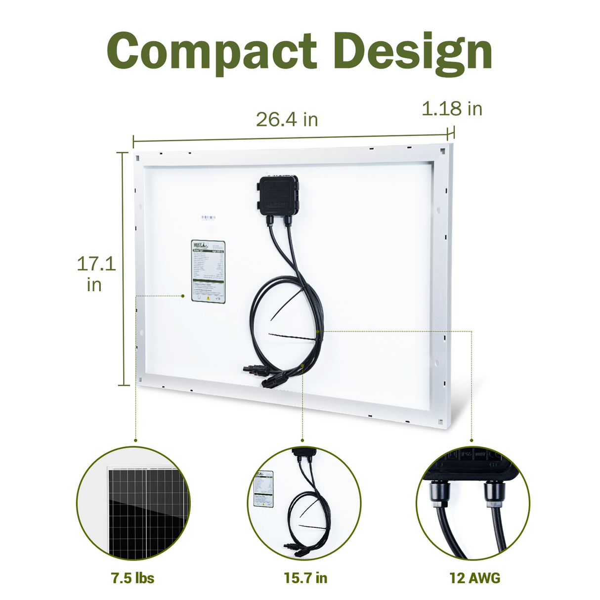 50 Watts 12 Volts Monocrystalline Solar Panel