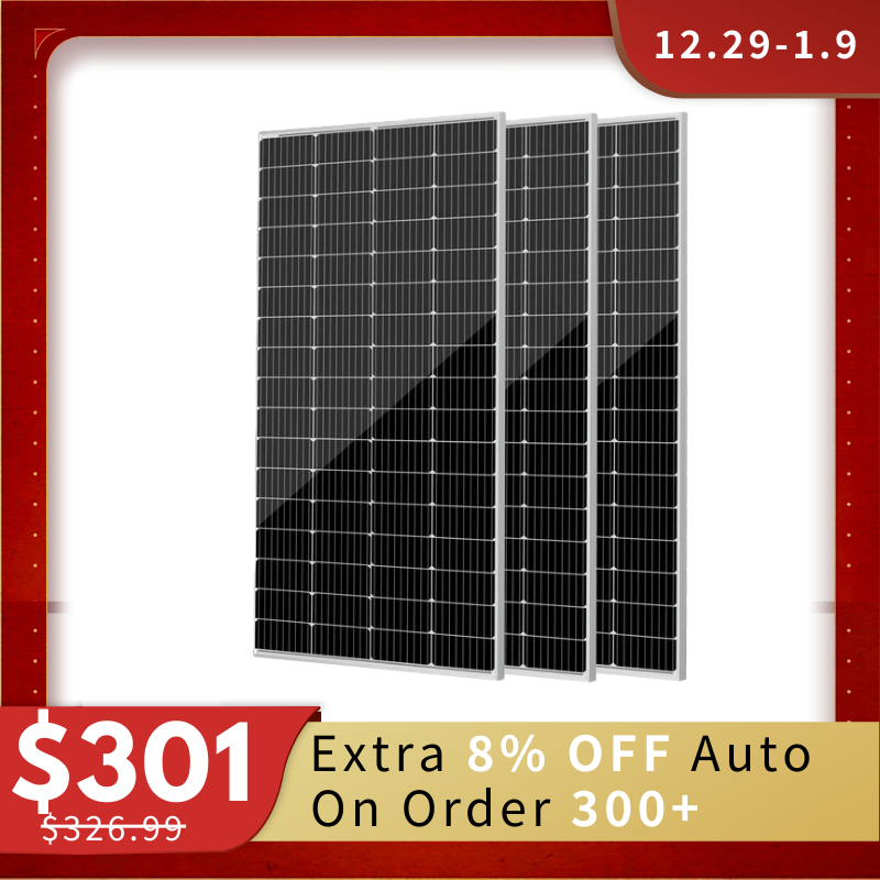 HQST 200W 12V 9BB Monocrystalline Solar Panel
