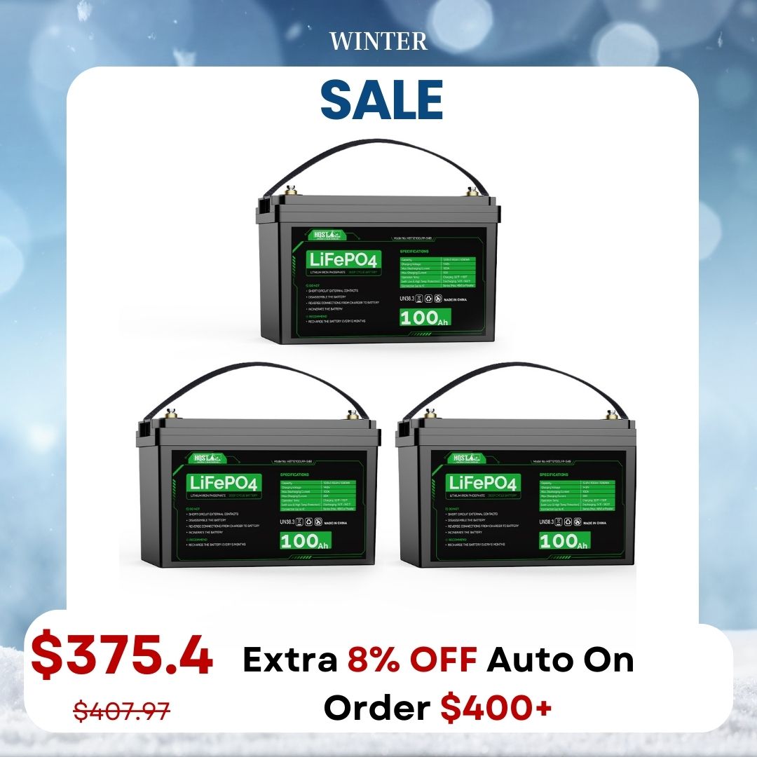3-Pack HQST 12V 100Ah LiFePO4 Battery (Extra 8% Off Promotion).
