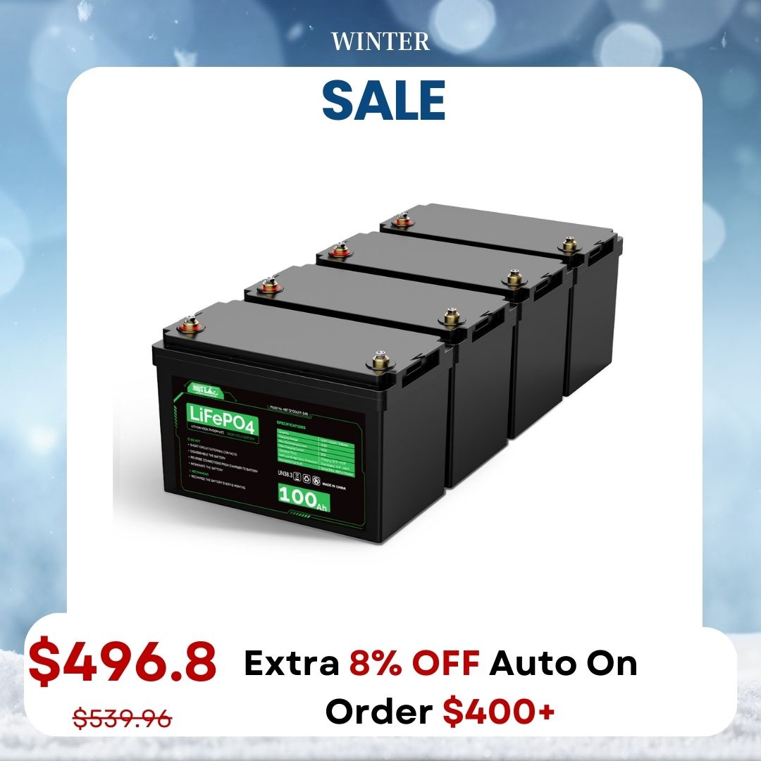 4-Pack HQST 12V 100Ah LiFePO4 Battery (Extra 8% Off Promotion).