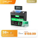 HQST 12V 100Ah LiFePO4 Battery, Mini Size Group 22NF with LED Meter, 10+ Years Lifespan