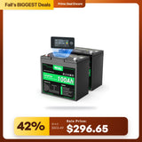 HQST 12V 100Ah LiFePO4 Battery, Mini Size Group 22NF with LED Meter, 10+ Years Lifespan
