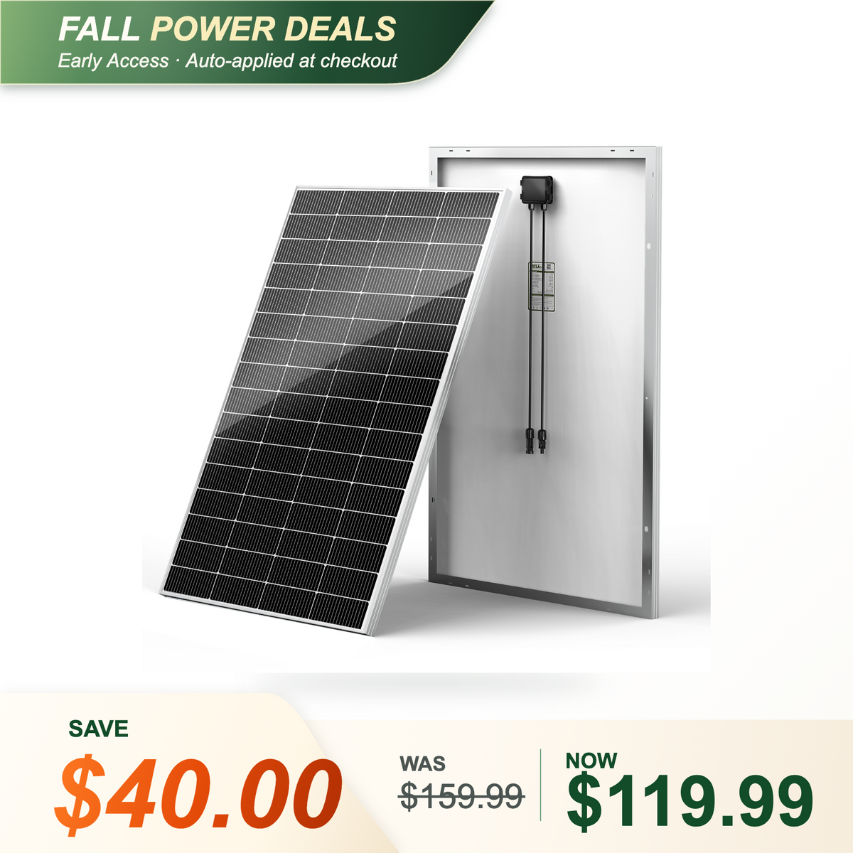 HQST 200W N-Type Solar Panel | 13% Smaller, 14.5% Lighter