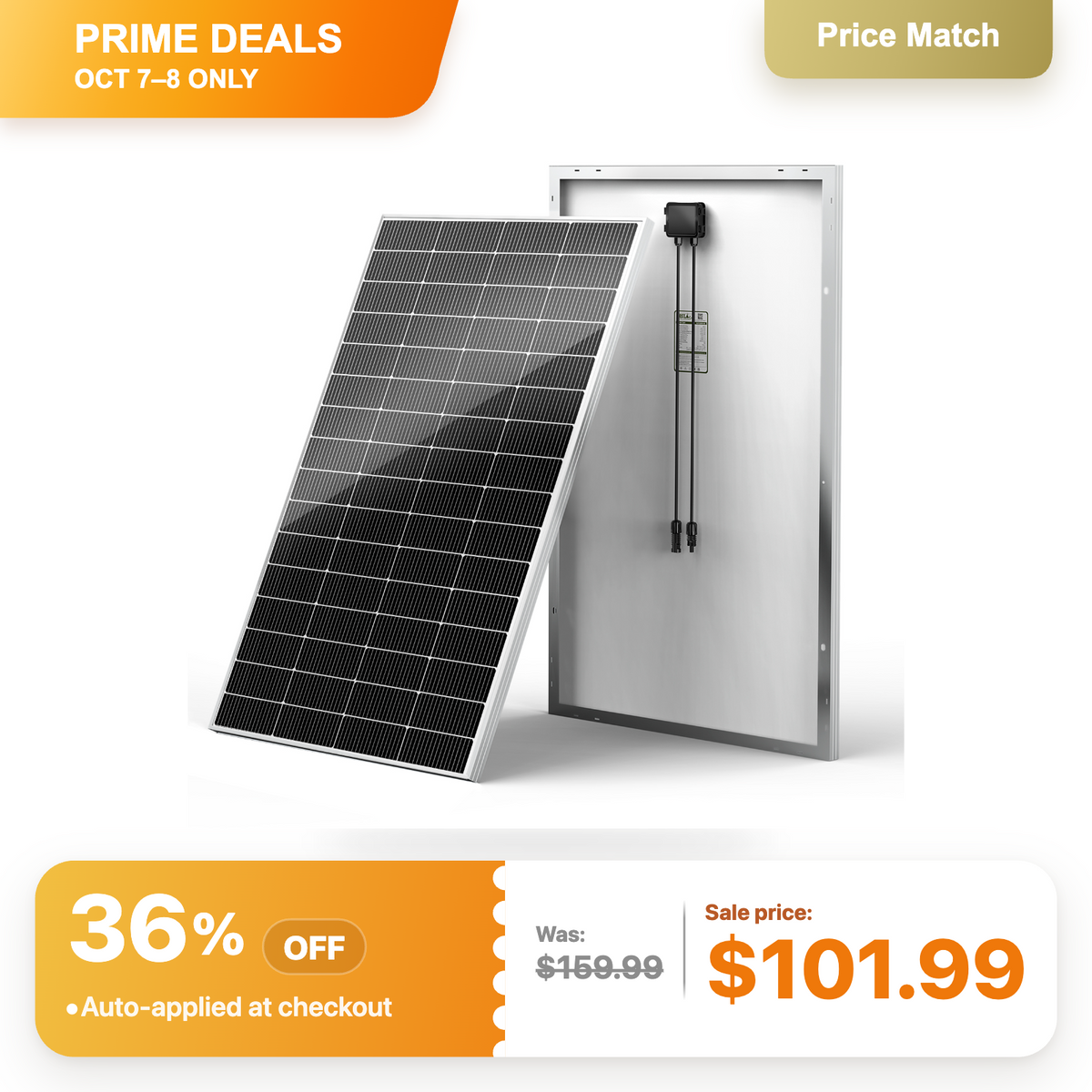 HQST 200W N-Type Solar Panel | 13% Smaller, 14.5% Lighter
