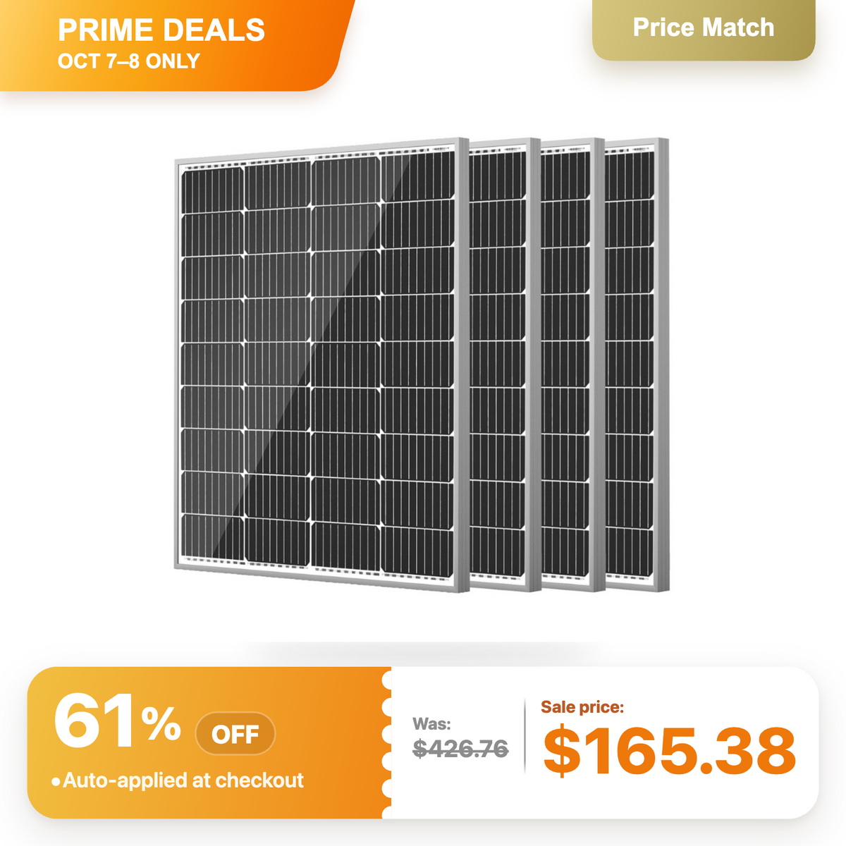 HQST 100W 12V 9BB Monocrystalline Solar Panel