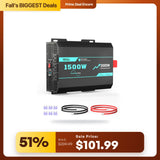 HQST 1500W Pure Sine Wave Inverter 12V to 120V with 3000W Surge & GFCI Protection