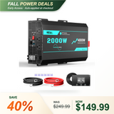 HQST 2000W Pure Sine Wave Inverter 12V DC to 120V AC with 4000W Surge, AC Hardwire, Wired Remote Control