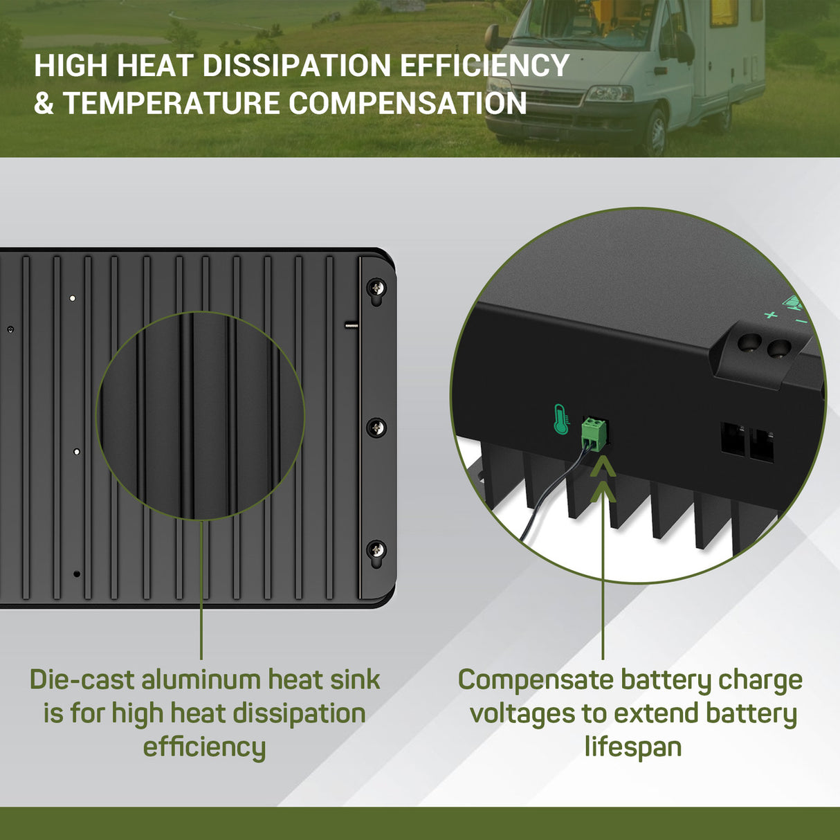 60A MPPT Solar Charge Controller with Li-Ion Battery Low Temp Protection, Parallel Charging, and Bluetooth