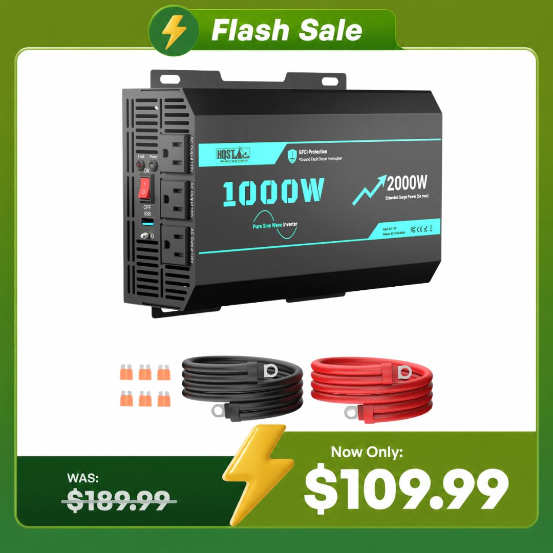 HQST 1000W Pure Sine Wave Inverter | 2000W Surge | GFCI Protected | Built for RV & Off-Grid