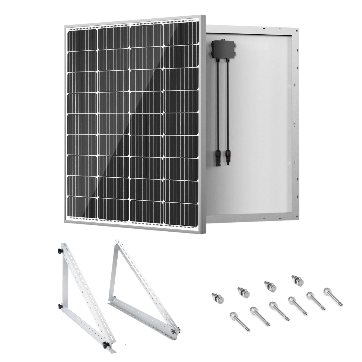 HQST 100W 12V Solar Panel with 28-Inch Adjustable Tilt Mount Brackets