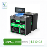 HQST 12V 100Ah LiFePO4 Battery, Mini Size Group 22NF with LED Meter, 10+ Years Lifespan