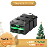 HQST 12V 100Ah Lithium Iron Phosphate LiFePO4 Battery with LED Display