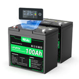 Pre-Order: HQST 12V 100Ah LiFePO4 Battery, Mini Size Group 22NF with LED Meter, 10+ Years Life