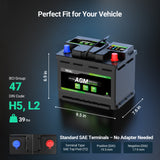 Maintenance-free 12V 60Ah AGM car battery for automotive replacement.