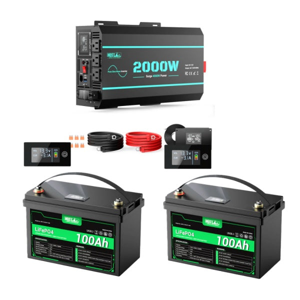 HQST 12 Volt 100Ah LiFePO4 Lithium Iron Phosphate Battery, Built