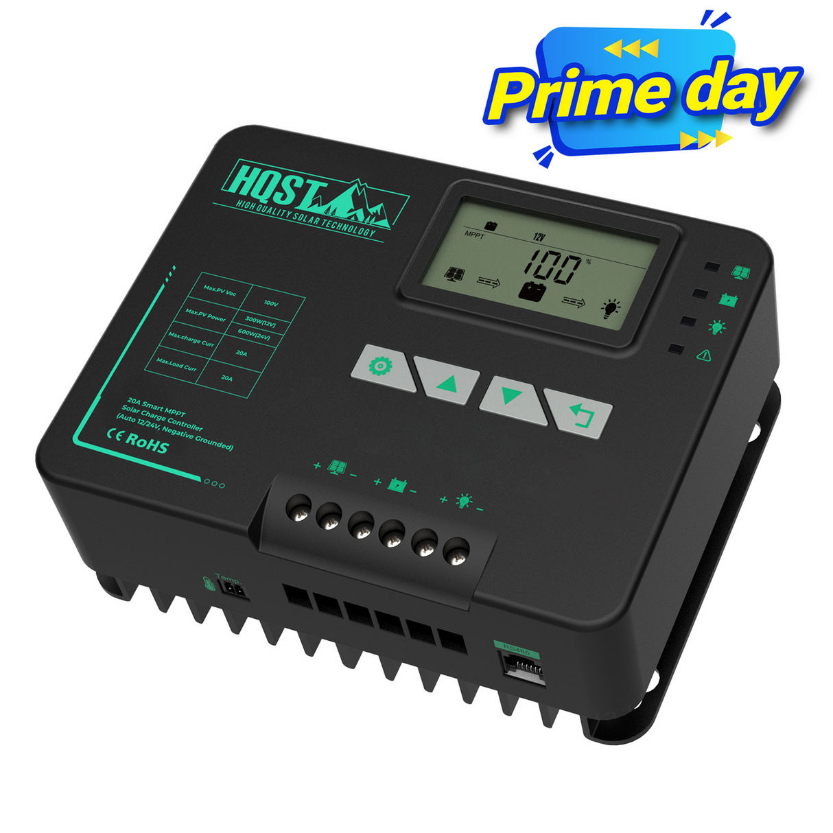 HQST 20A MPPT Solar Charge Controller with Parallel Charging & Bluetooth