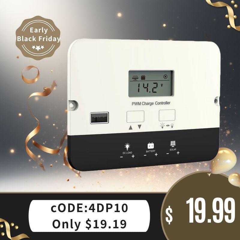 20A PWM Flush Mount Charge Controller w/ LCD Display