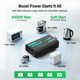 2000W 12V Pure Sine Wave Inverter with 4000W Surge (5s max) and Wired Remote Control