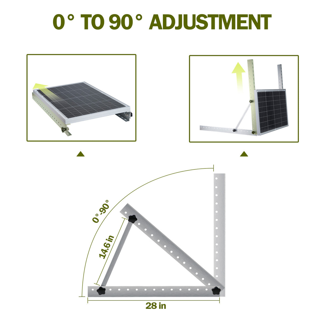 Adjustable Solar Panel Tilt Mount Brackets kit 28inch Support up to 150 Watt Solar Panels 