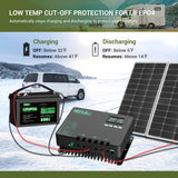 60A MPPT Solar Charge Controller with Li-Ion Battery Low Temp Protection, Parallel Charging, and Bluetooth