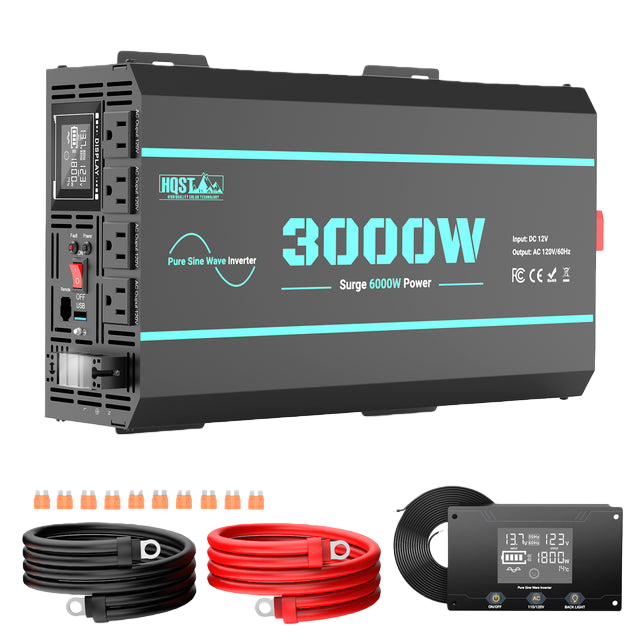 HQST 2000W 12V Pure Sine Wave Inverter with LCD Display and Wired Remote Control